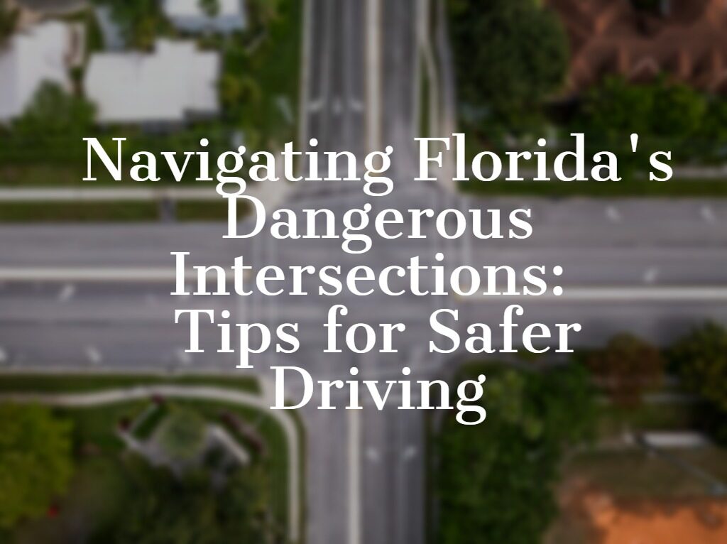 Overhead shot of a multi-lane highway intersection, representing common areas for accidents in Florida.
